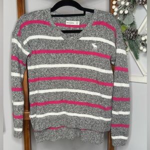 Abercrombie & Fitch Gray and Pink Striped Sweater